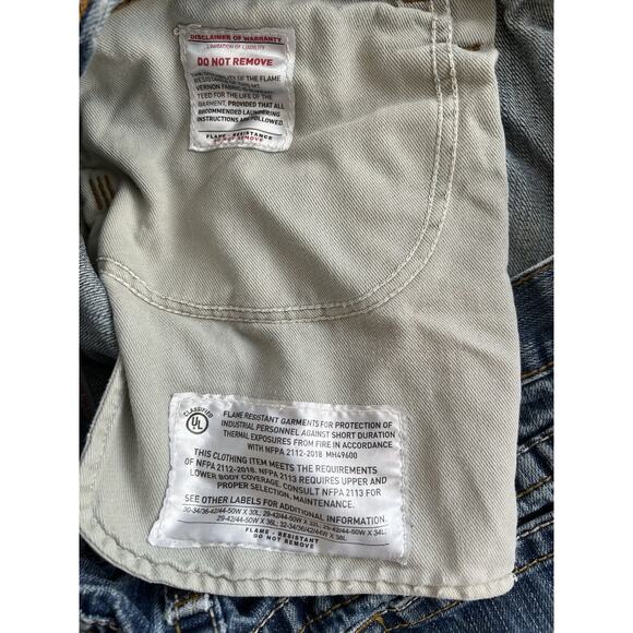 Ariat FR M3 Loose Fit Jeans Blue Men’s 38X32 Thrashed Grunge Work Cotton CAT2 - Picture 10 of 15